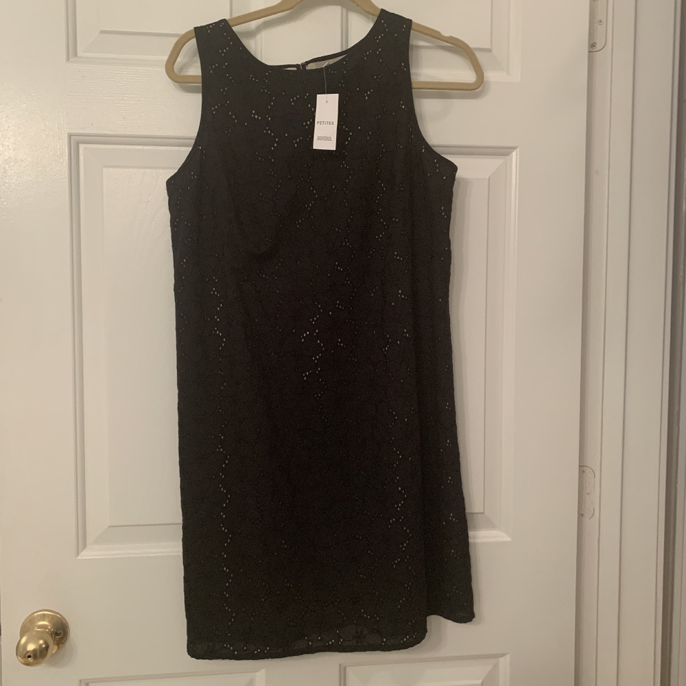 Brand New LOFT Black Eyelet Sleeveless Shift Dress